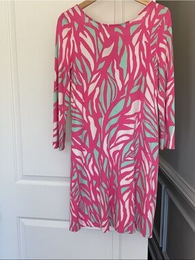 Lilly Pulitzer Pink, Mint & White Long Sleeve Printed Shift Dress